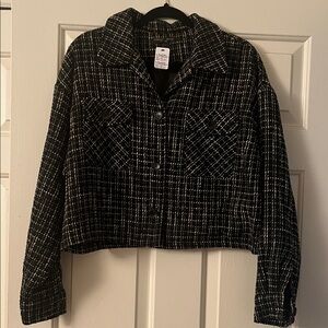 Christian Siriano Black and White Checkered Blazer